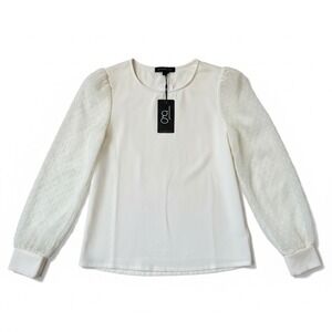 Gibsonlook Women's‎ White Textured Sleeve Top Size Small